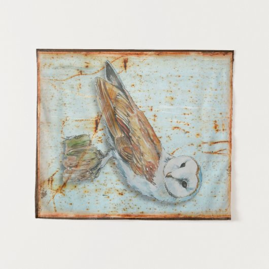 Tenture Belle Chouette à la grange (Devant (Horizontal))