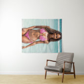 Tenture Belle Femme Noire En Bikini Rose (En situation (horizontale))