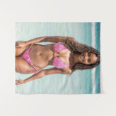 Tenture Belle Femme Noire En Bikini Rose (Devant (Horizontal))