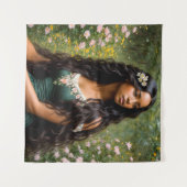 Tenture Belle femme noire Portrait floral (Devant (Horizontal))