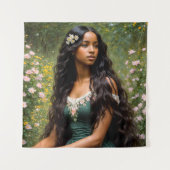 Tenture Belle femme noire Portrait floral (Devant)