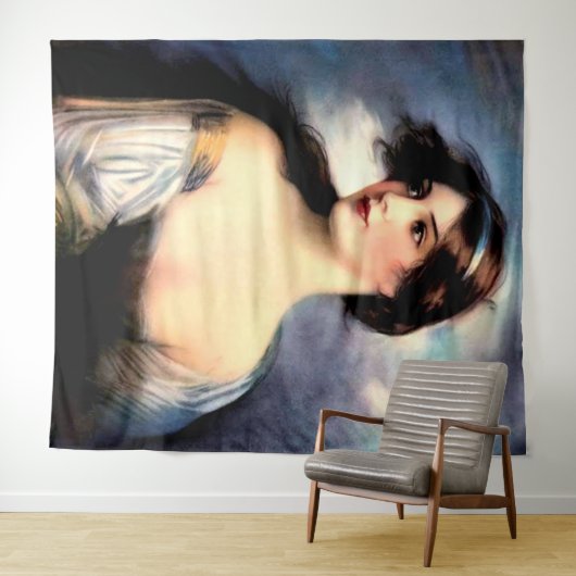 Tenture belle femme victorienne soufflée par le vent (En situation (horizontale))