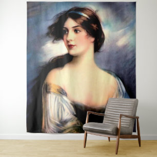 Tenture belle femme victorienne soufflée par le vent