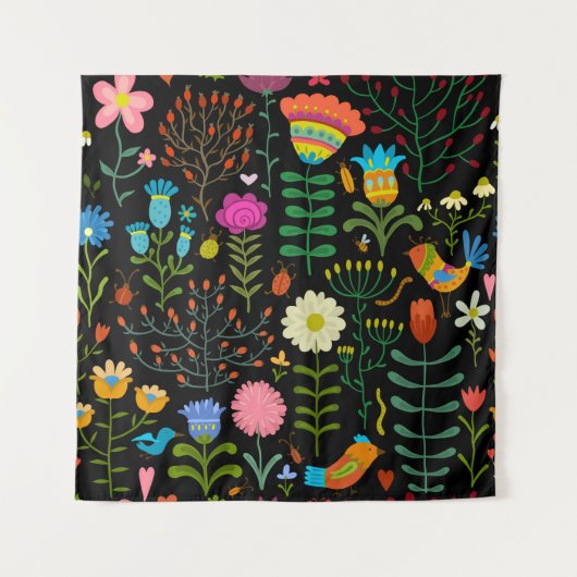 Tenture Belle fleurs dessinée à la main illustration motif (Devant)