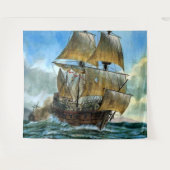 Tenture belle impression de navire à quatre mâts (Devant (Horizontal))