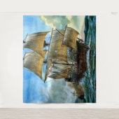 Tenture belle impression de navire à quatre mâts (Devant)