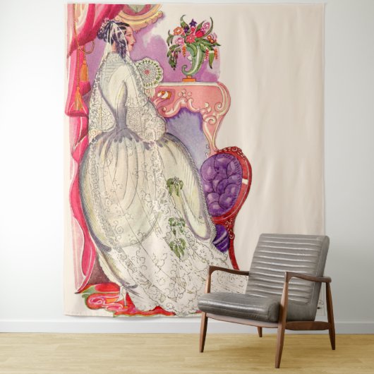 Tenture belle mariée dans une belle robe (En situation)