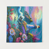 Tenture belle plage des amoureux de phare (Devant (Horizontal))