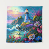 Tenture belle plage des amoureux de phare (Devant)