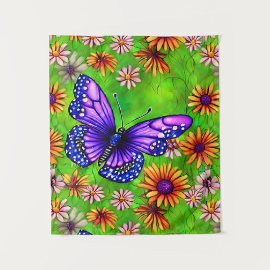 Tenture Belle prairie à papillon pourpre (Devant)