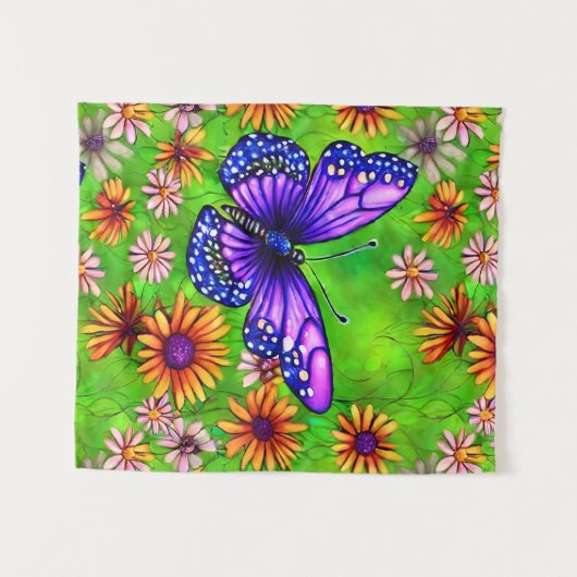 Tenture Belle prairie à papillon pourpre (Devant (Horizontal))