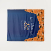 Tenture Belle Rose Orange et Bleu de Marine IV (Devant (Horizontal))
