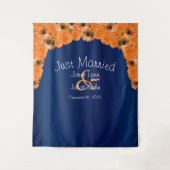 Tenture Belle Rose Orange et Bleu de Marine IV (Devant)