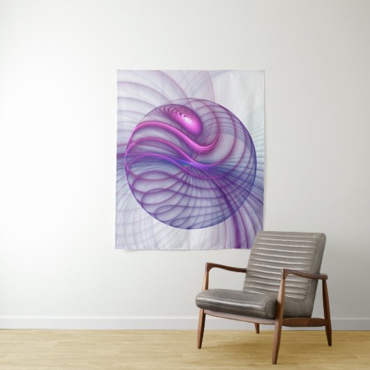 Tenture Belle Swing Moderne Art Fractal Abstrait Rose (En situation)