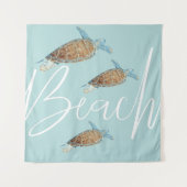 Tenture Belle Tortue Peinte Avec Texte De Plage (Devant)