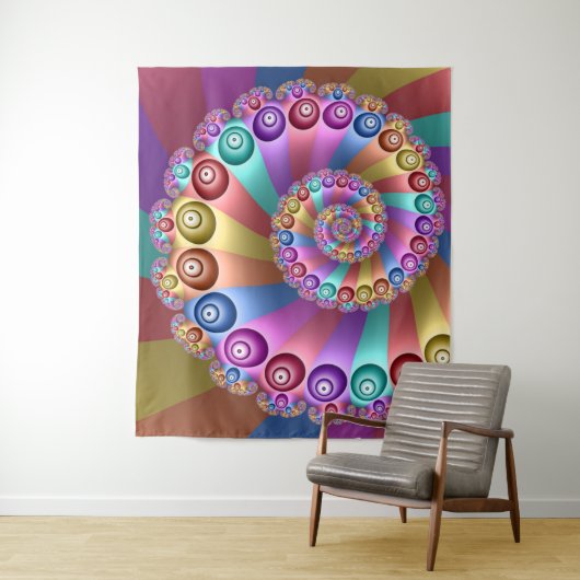 Tenture Belles couleurs arc-en-ciel Art fractal Abstrait (En situation)
