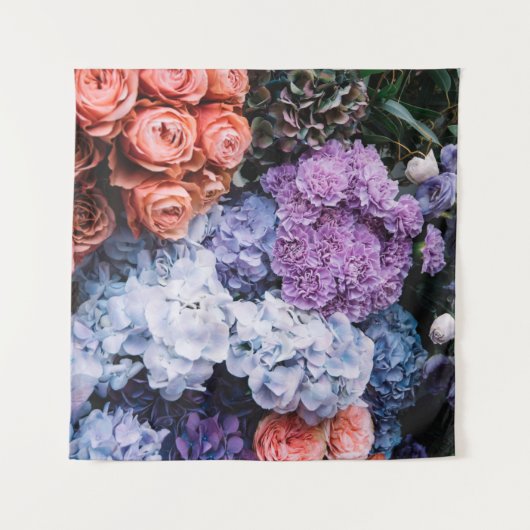 Tenture Belles fleurs épanouies (roses, hydrangeas, c (Devant (Horizontal))