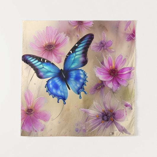 Tenture Belles fleurs et papillon (Devant)