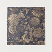 Tenture Belles pivoines de fleurs, roses et papillons. (Devant)