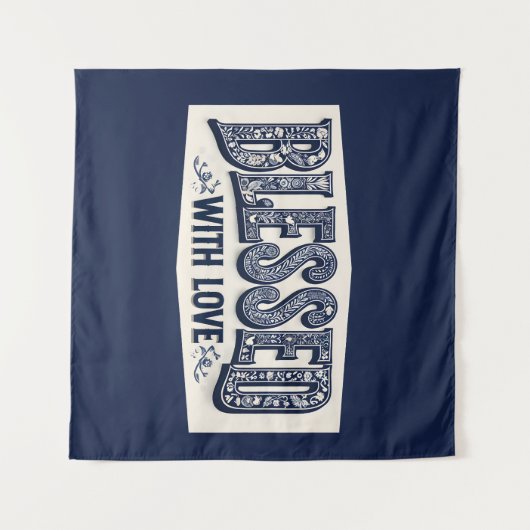 Tenture Béni de l'amour (Arrière - plan bleu) (Devant (Horizontal))