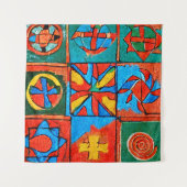 Tenture Berbères Amazigh motifs, signes et symboles abstra (Devant (Horizontal))