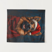 Tenture Berger allemand dans un chapeau de Père Noël (Devant (Horizontal))