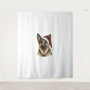 Tenture Berger allemand Père Noël Chien Noël