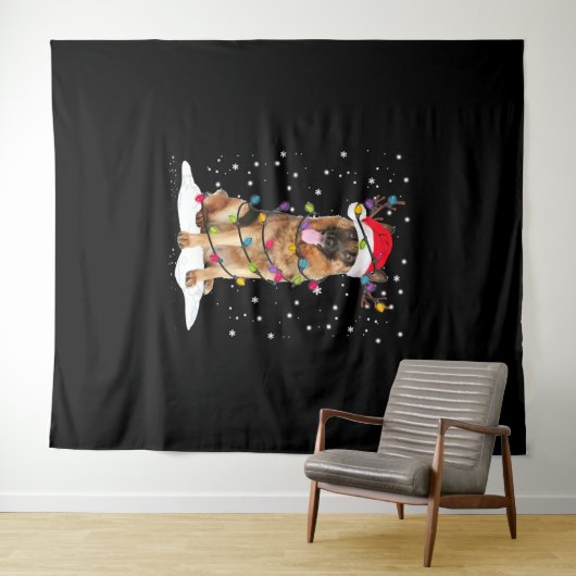 Tenture Berger allemand sapin de Noël Pyjama Chien clair (En situation (horizontale))