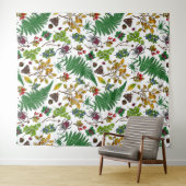 Tenture Berries forestières, feuilles et buissons sur blan (En situation (horizontale))