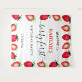 Tenture Berry aux fraises sucrées 1er anniversaire fête (Devant (Horizontal))
