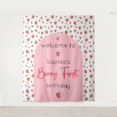 Tenture Berry First Strawberry Anniversaire Contexte (Devant)