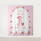 Tenture Berry fraise Premier anniversaire Wavy (Devant)