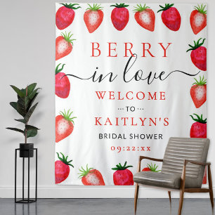 Tenture Berry In Love Fête des mariées fraise fond