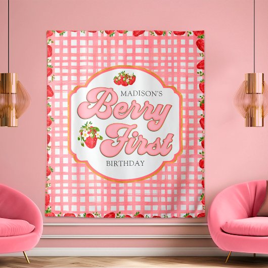 Tenture Berry rose Première fraise rouge Anniversaire