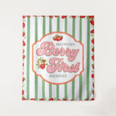 Tenture Berry vert Première fraise Anniversaire Contexte (Devant)