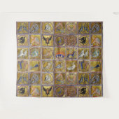 TENTURE BESTIAIRE MÉDIÉVAL, ANIMAUX FANTASTIQUES, ROUGE D' (Devant (Horizontal))