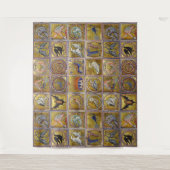 TENTURE BESTIAIRE MÉDIÉVAL, ANIMAUX FANTASTIQUES, ROUGE D' (Devant)