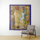 TENTURE BESTIAIRE MÉDIÉVAL LARGE, UNICORN EXÉCUTÉ, ANIMAUX (En situation)