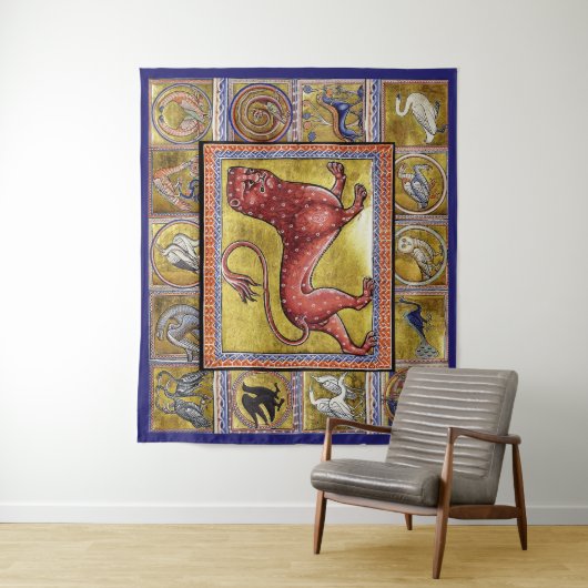 TENTURE BESTIAIRE MÉDIÉVAL, LÉOPARD, ANIMAUX FORESTIERS (En situation)