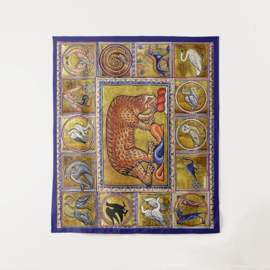 TENTURE BESTIAIRE MÉDIÉVAL, OURS, ANIMAUX FORESTIERS (Devant)