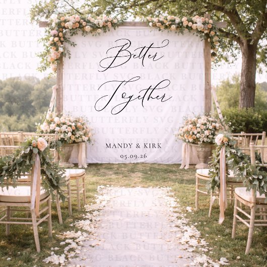 Tenture Better Together Wedding Backdrop Banner Minimalist