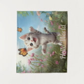 Tenture Beurre de Kitten mignon Bonjour le monde (Devant)