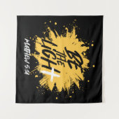 Tenture Bible chrétienne Verse Be The Light Matthieu 5:14 (Devant (Horizontal))