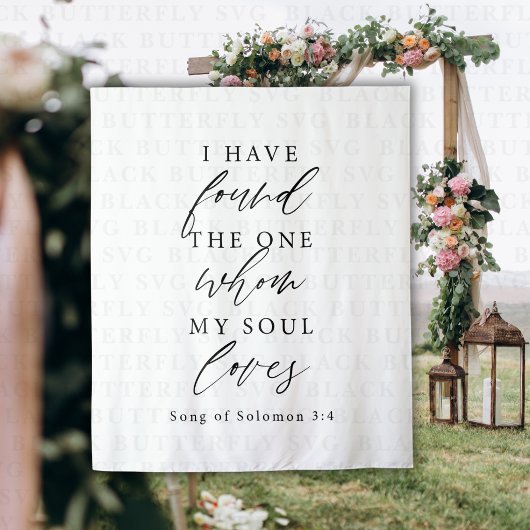 Tenture Bible Verse Elegant Calligraphy Wedding Backdrop 