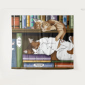 Tenture Bibliothèque de chats de plateau de livres (Devant (Horizontal))