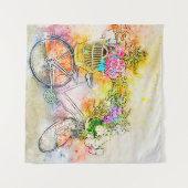 Tenture Bicyclette et fleurs  (Devant (Horizontal))