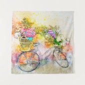 Tenture Bicyclette et fleurs  (Devant)