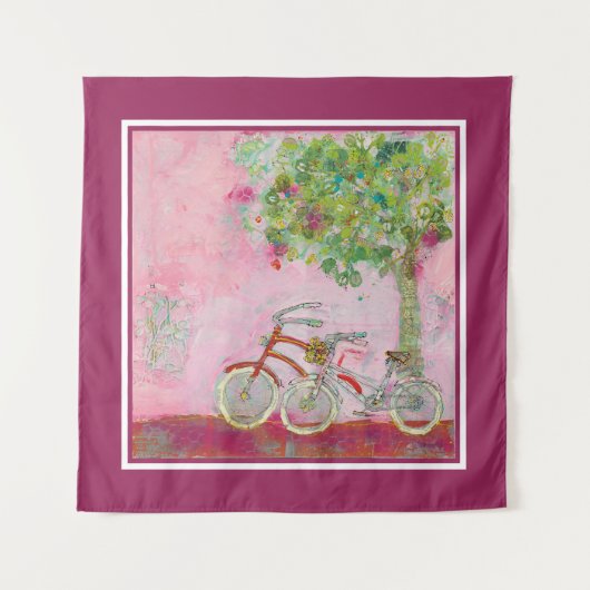 Tenture Bicyclettes roses (Devant (Horizontal))