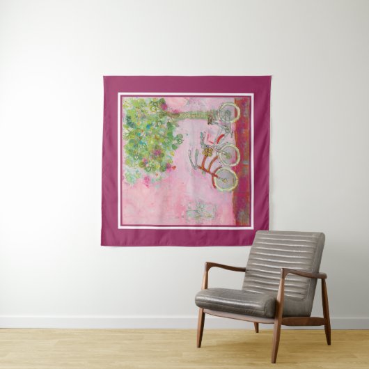 Tenture Bicyclettes roses (En situation)