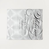 Tenture Bienvenue 25e Anniversaire Élégant Script Argenté (Devant (Horizontal))